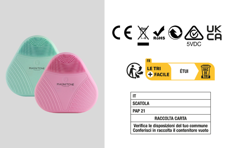 Recycling information for MAGNITONE XOXO Cleansing Brush