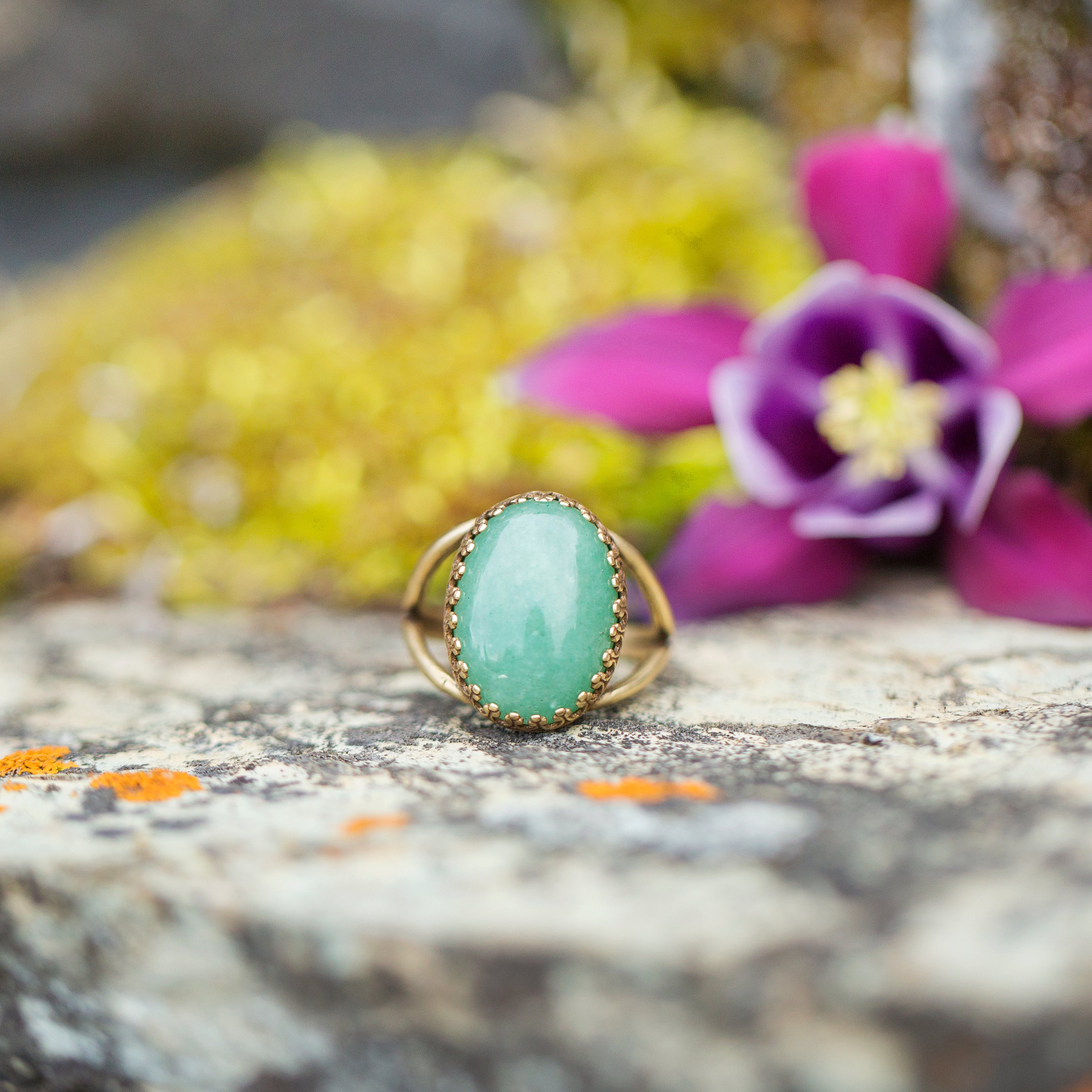 green aventurine gemstone statement ring 