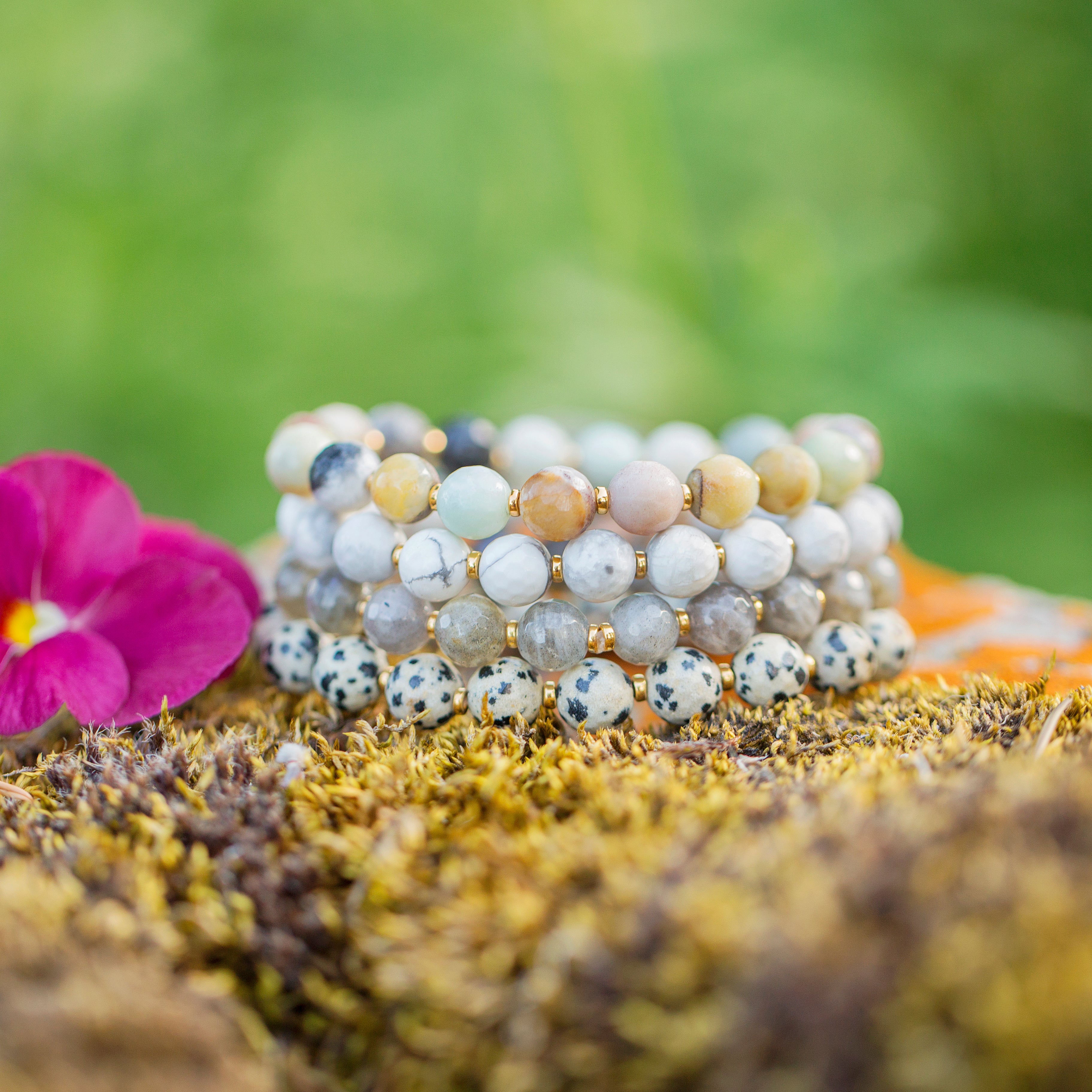 floral inspired meaningful bracelet set 