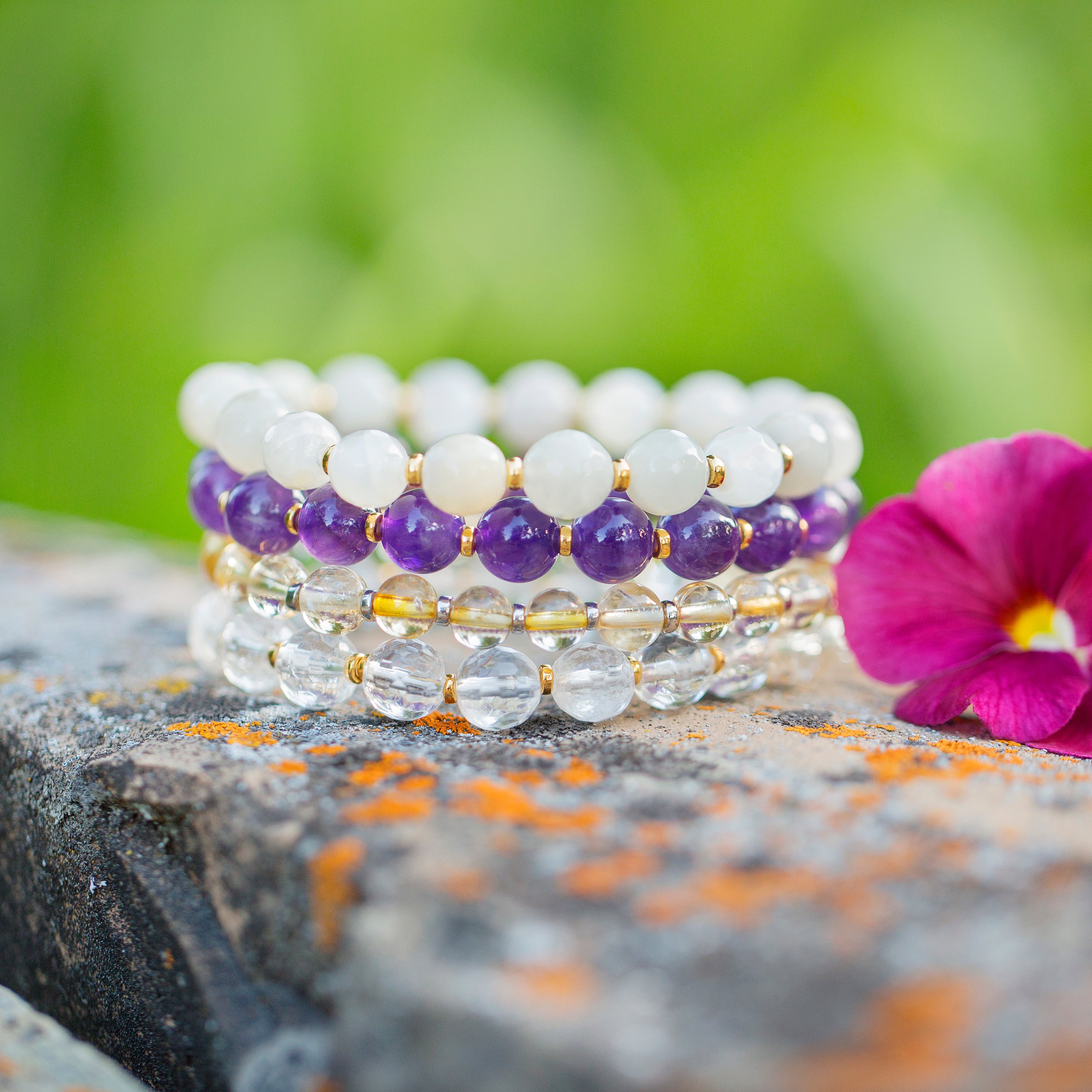 lavender flower inspired meaningful bracelet set 