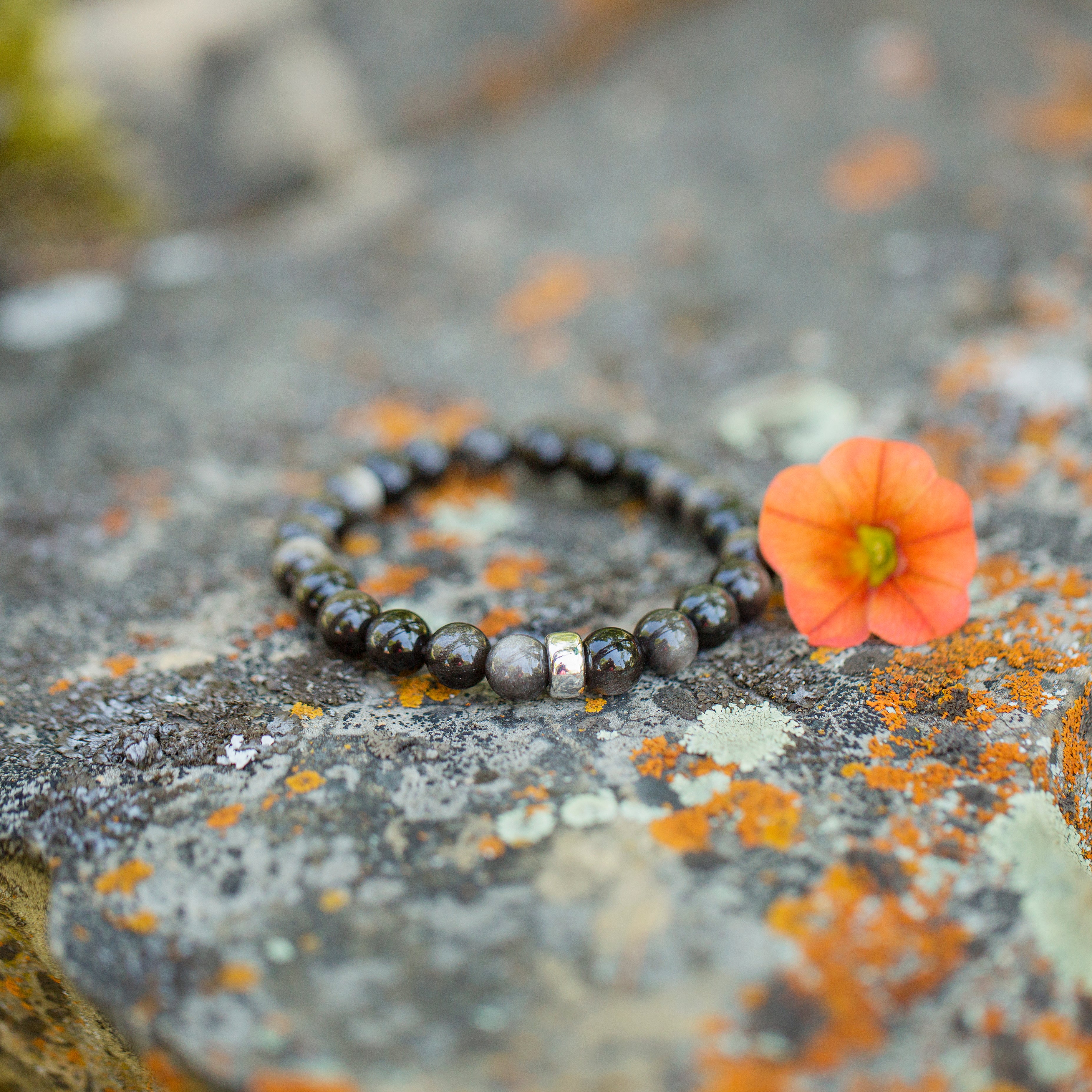 silver sheen obsidian bracelet