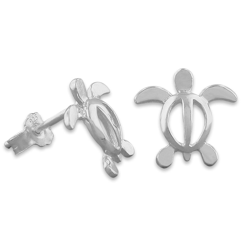 Sterling Silver Small Turtle Stud Earrings – Hawaiian Silver Jewelry