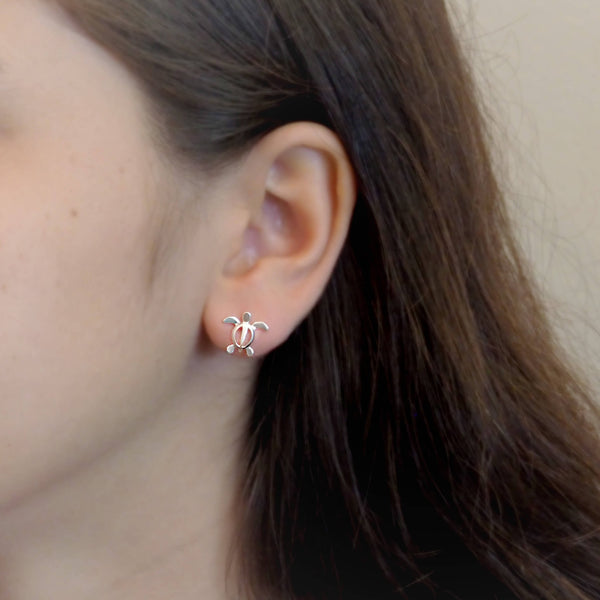 Sterling Silver Small Turtle Stud Earrings – Hawaiian Silver Jewelry
