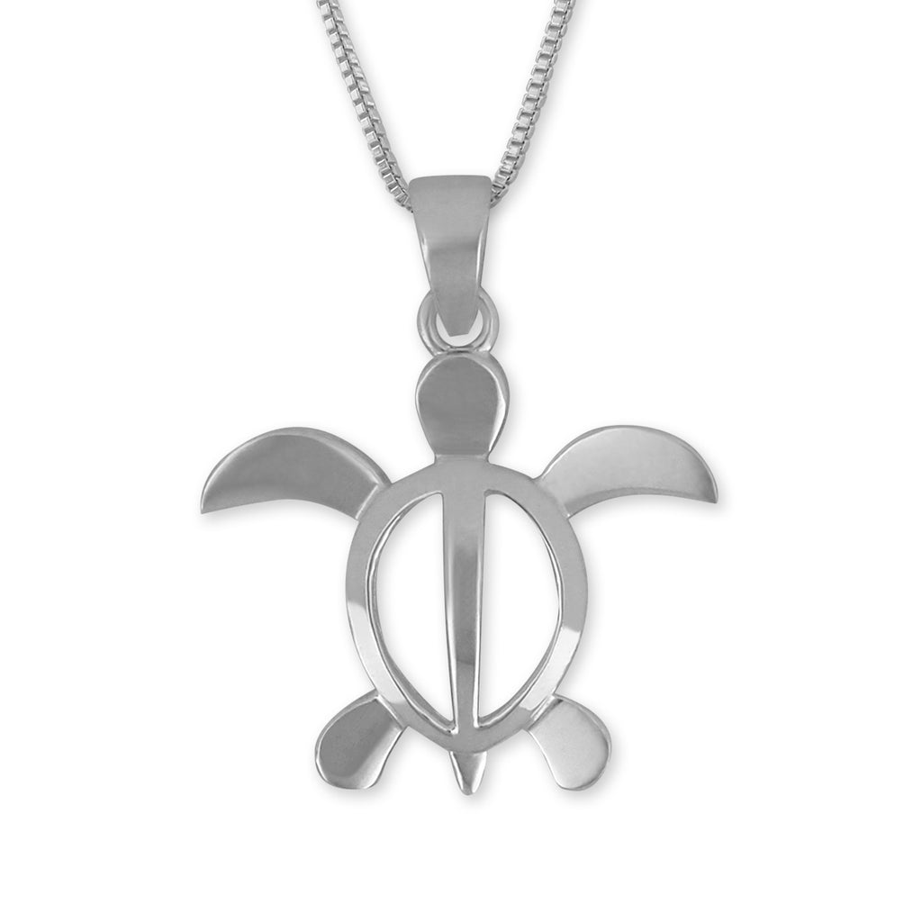 Sterling Silver Medium Turtle Petroglyph Pendant Necklace with Chain ...