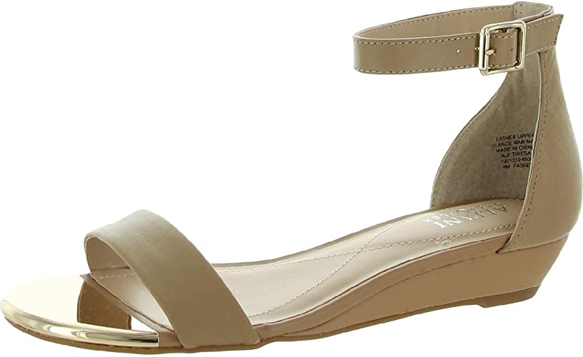 Alfani Womens Tiresa Snake Print Ankle Strap Wedge Sandals Tan 6 Medium (B,M)