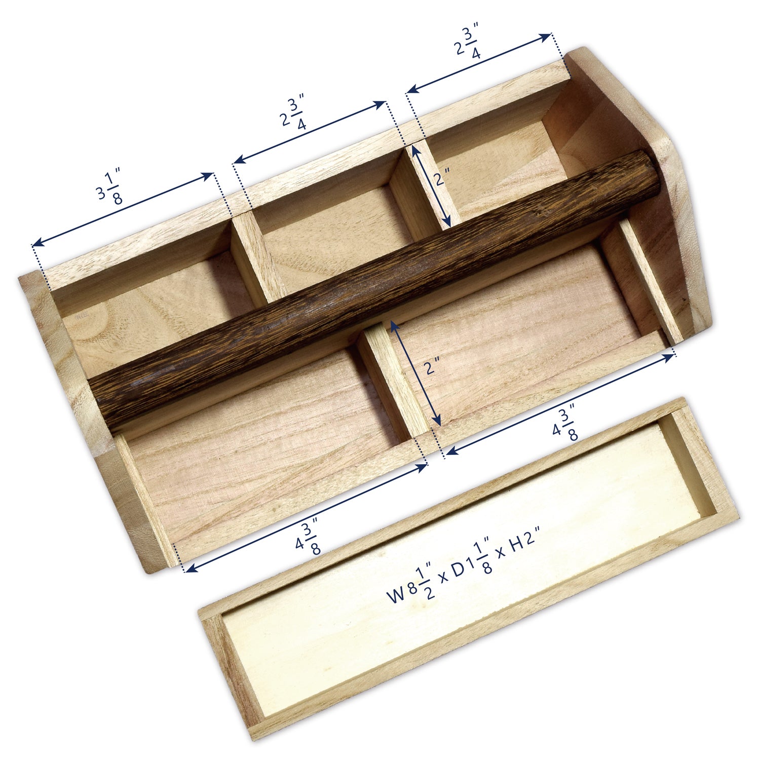 IKEE DESIGN®: Natural Wood Color Wooden Tool Box with Handle