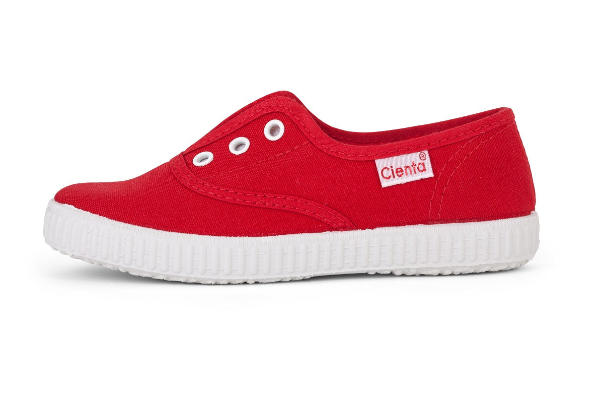 red canvas slip on shoes