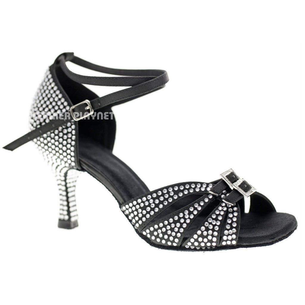 Black Women Rhinestone Dance Shoes Q147 