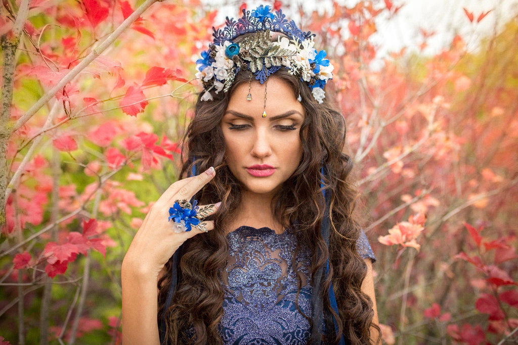 blue hair accessories for weddings