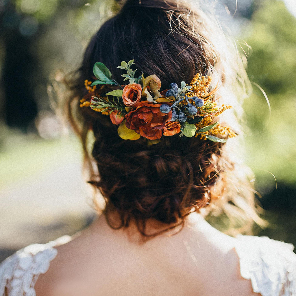 Autumn Hair Comb With Blueberries Flower Hair Comb Hair Comb