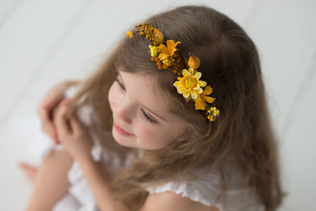 Autumn Hair Wreath In Ochre Colours Newborn Wreath Childrens Crown Hair Wreath For Flower Girl Baby Flower Crown Wedding Accessories Magaela