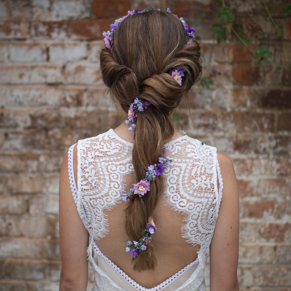 Purple Elegant Garland Flower Hair Garland Wedding Hair Flowers Head Wreath Flower Crown Bridal Wreath Fairy Wreath Floral Hair Crown