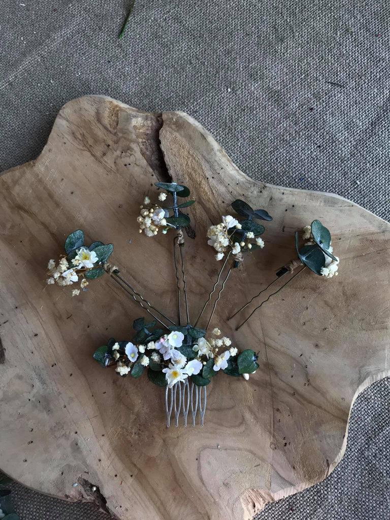 Greenery Wedding Hair Pins Eucalyptus And Baby S Breath Flower Pins Fl Magaela