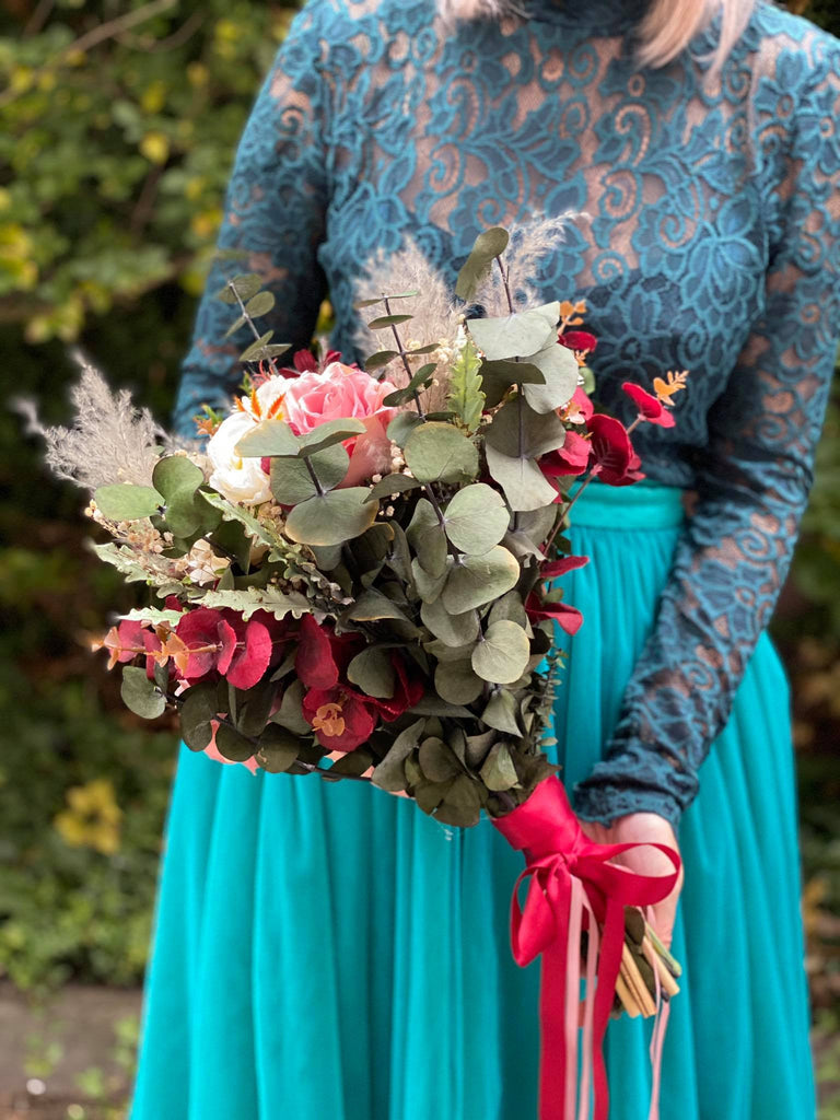 Sale Romantic Wedding Bouquet Blush Burgundy Ivory Roses Bouquet Pampa Magaela