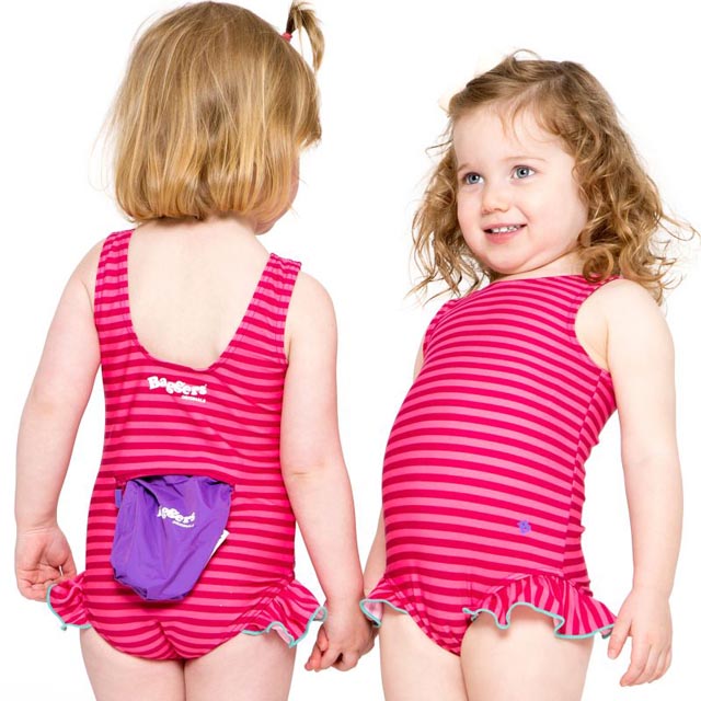 Bañador con bolsa impermeable bebé/niña rayas rosa – Va de