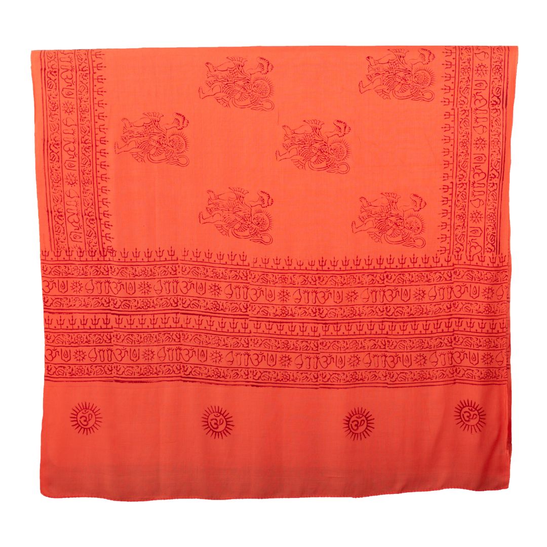 ॐ Hanuman Prayer Shawl-Saffron-Flat