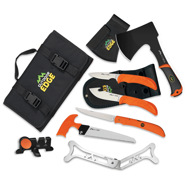  OUTDOOR EDGE Game Processor 12-Piece Hunting Knife Set, Caping & Boning Knives, Skinning Knife, Bone Saw, Game Shears, Knife  Sharpener & Rib Spreader in Hard Case