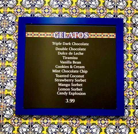 Gelato Menu Board Cafe Rix Coronado Springs Walt Disney World