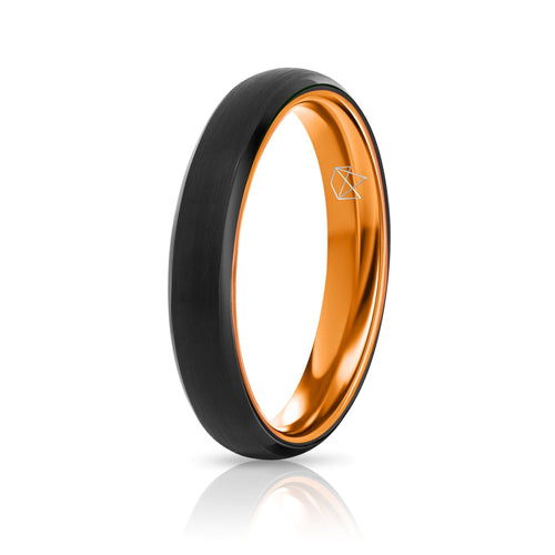 Black Tungsten Ring, Resilient Orange