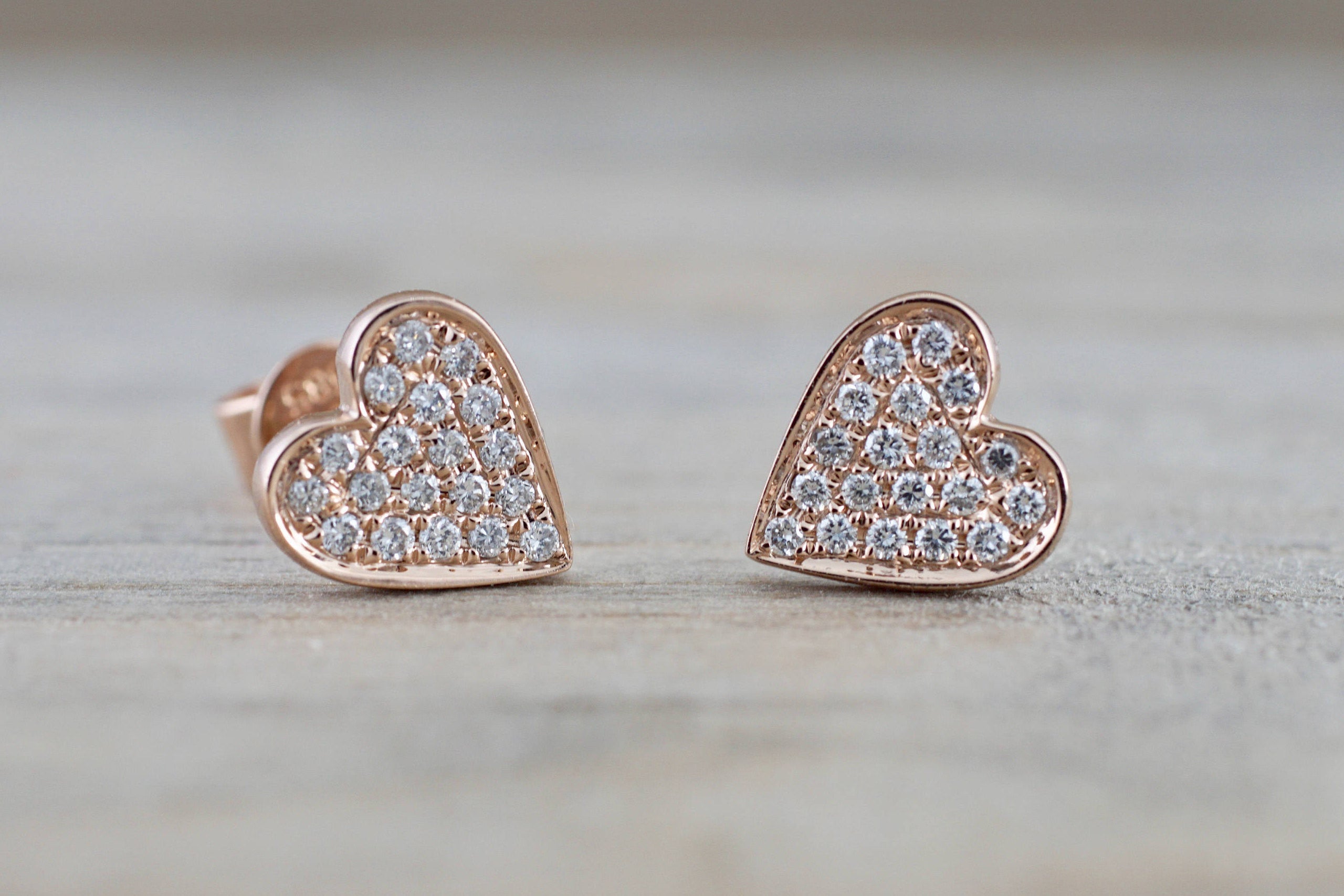 Heart Stud Earrings With Diamonds In Sterling Silver