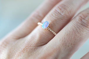 14k Rose Gold Blue Fire Opal Oval Shape Engagement Ring Anniversary We ...
