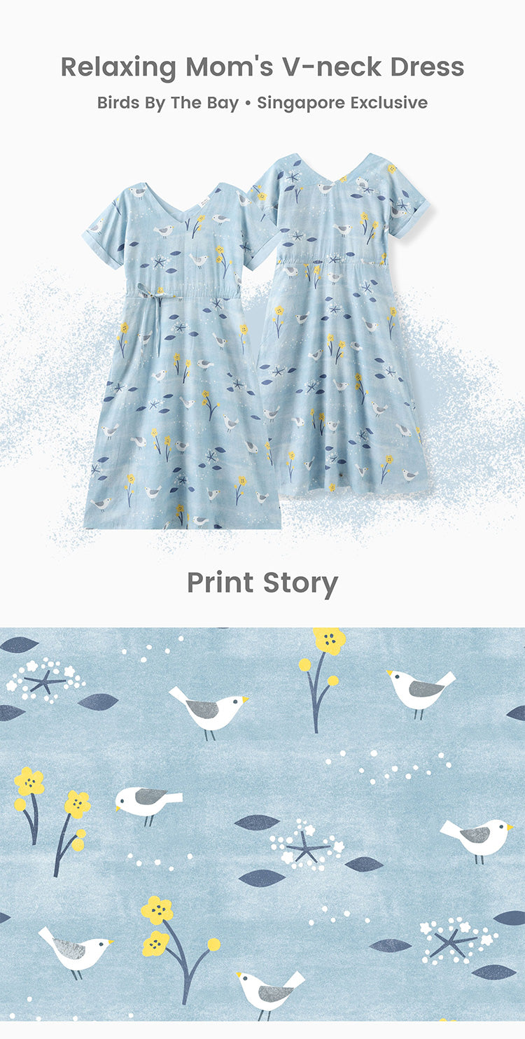 Birds By The Bay Relaxing Mom's V-neck Dress