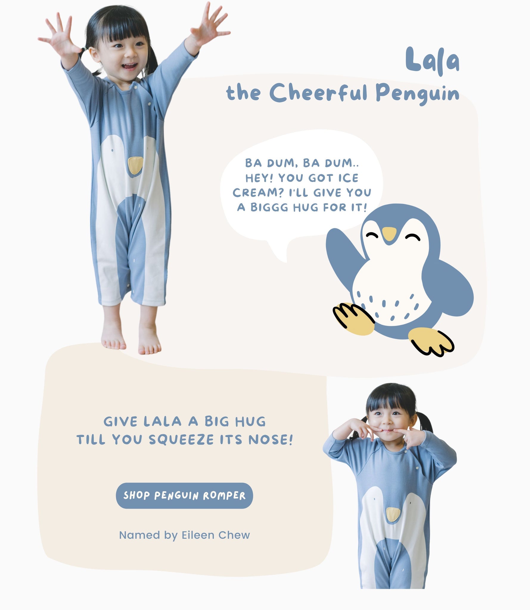 Lala the Penguin Baby Romper