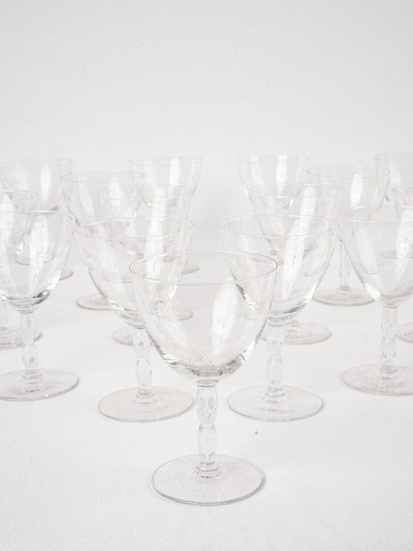 Six antique French wine glasses with gold rim – Chez Pluie