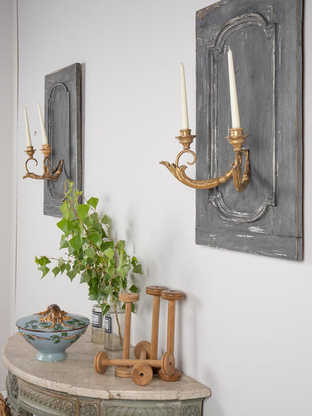 French living room design wall sconces demilune console