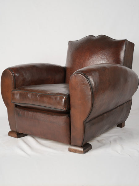 Large chapeau de gendarme French leather club chair