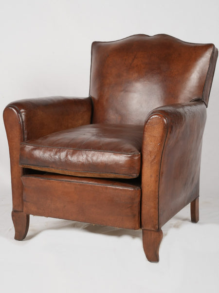 Small moustache back French leather club chair