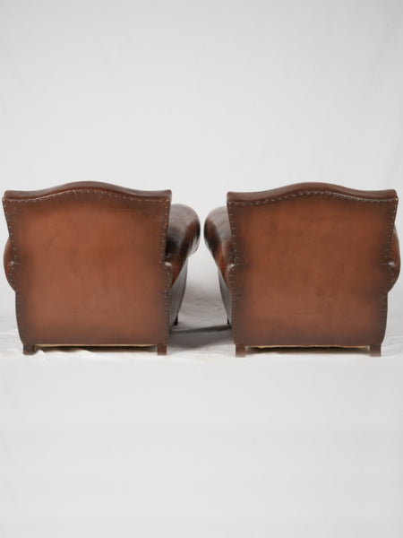 Chapeau de gendarme antique French leather club chair
