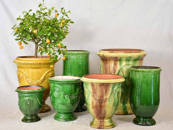 Bespoke Anduze urns yellow and green