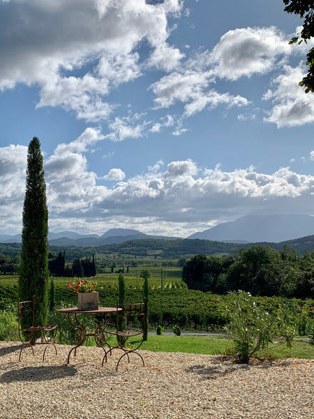 French Garden with a mountain view