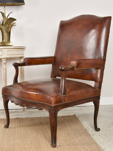 18th century French leather armchair