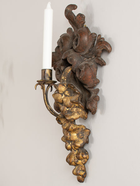 Antique cast iron candle wall sconces