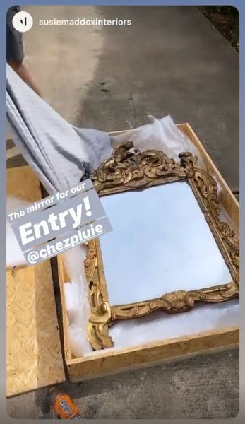 Antique mirror in custom crate arriving in US