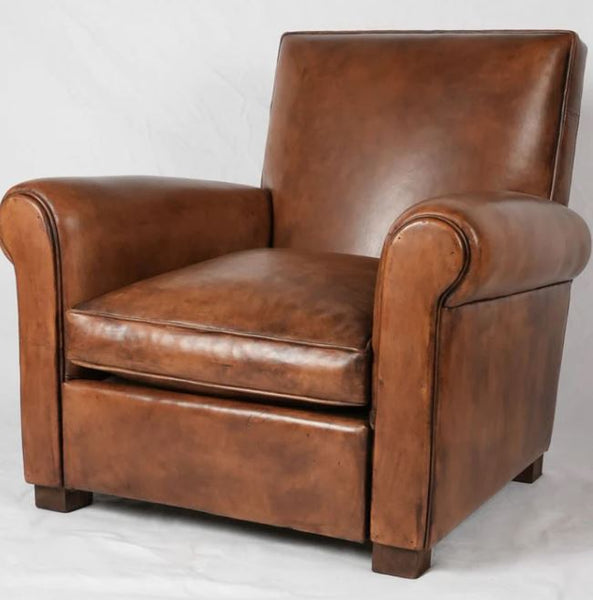 New French leather club chair Taittinger model