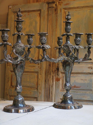 Pair of French bronze candelabras modern farmhouse decor wedding gift