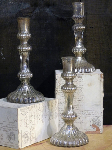 Set of three silver French candlesticks modern luxury farmhouse decor french wedding present