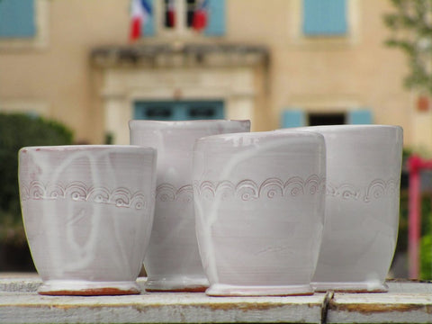 4 coffee cups handmade white glazed ceramic wedding present french