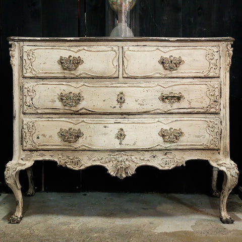 19th century carved french commode exceptional white patina