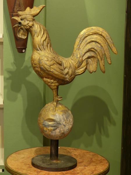 19th century French weathervane coq rooster gold