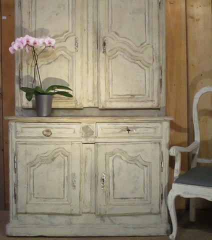 French deux corps 18th century kitchen cabinet dresser modern farmhouse decor patina