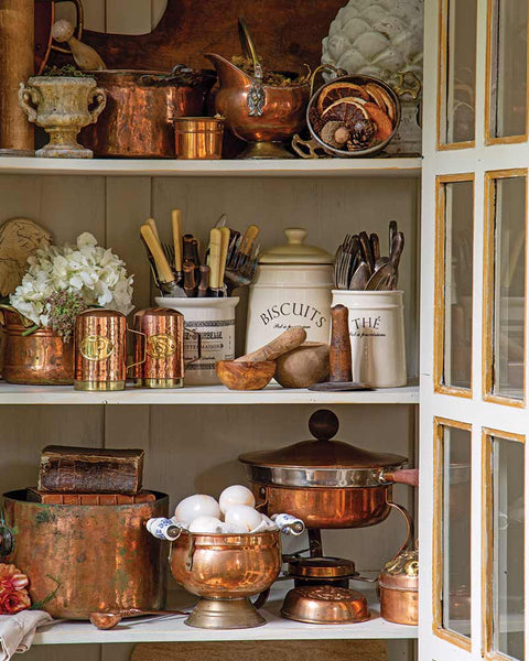 Antique French copper fall kitchen decorating ideas