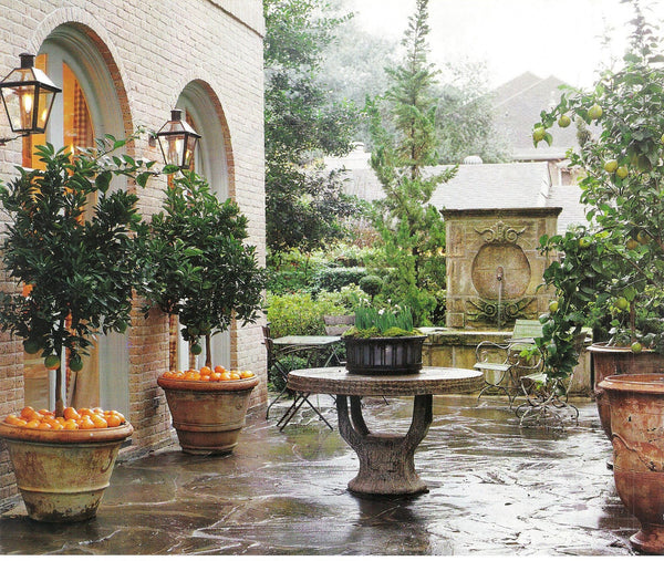 Terrace with terracotta pots and anduze urns