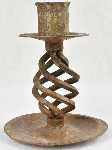 Bronze and iron spiral candlestick