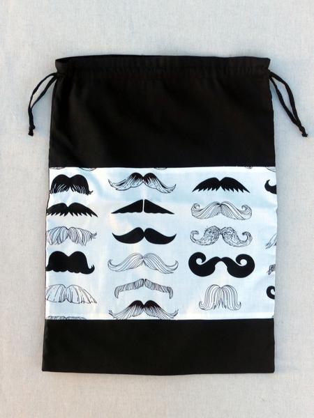 Moustache fabric black and white shoe bag gift idea for men man dad birthday christmas