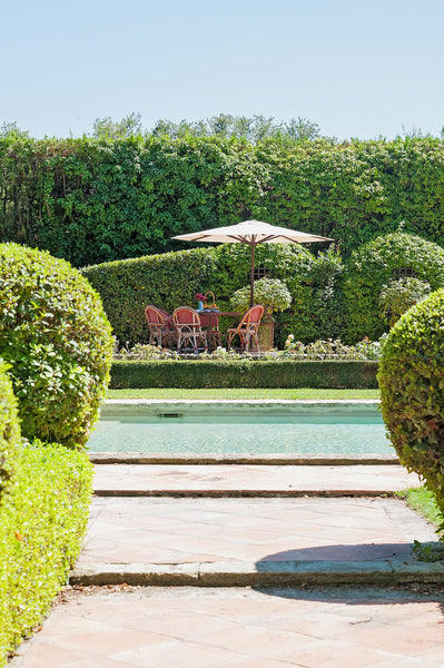 Terrace beside pool classic French garden