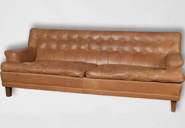 Arne Norrell leather sofa caramel brown